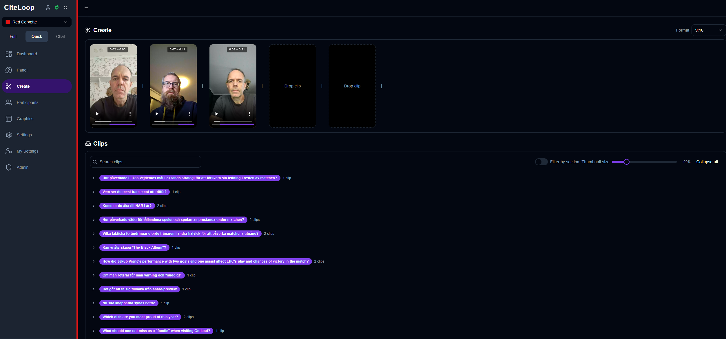 Creation panel. Move from responses to assembled assets.