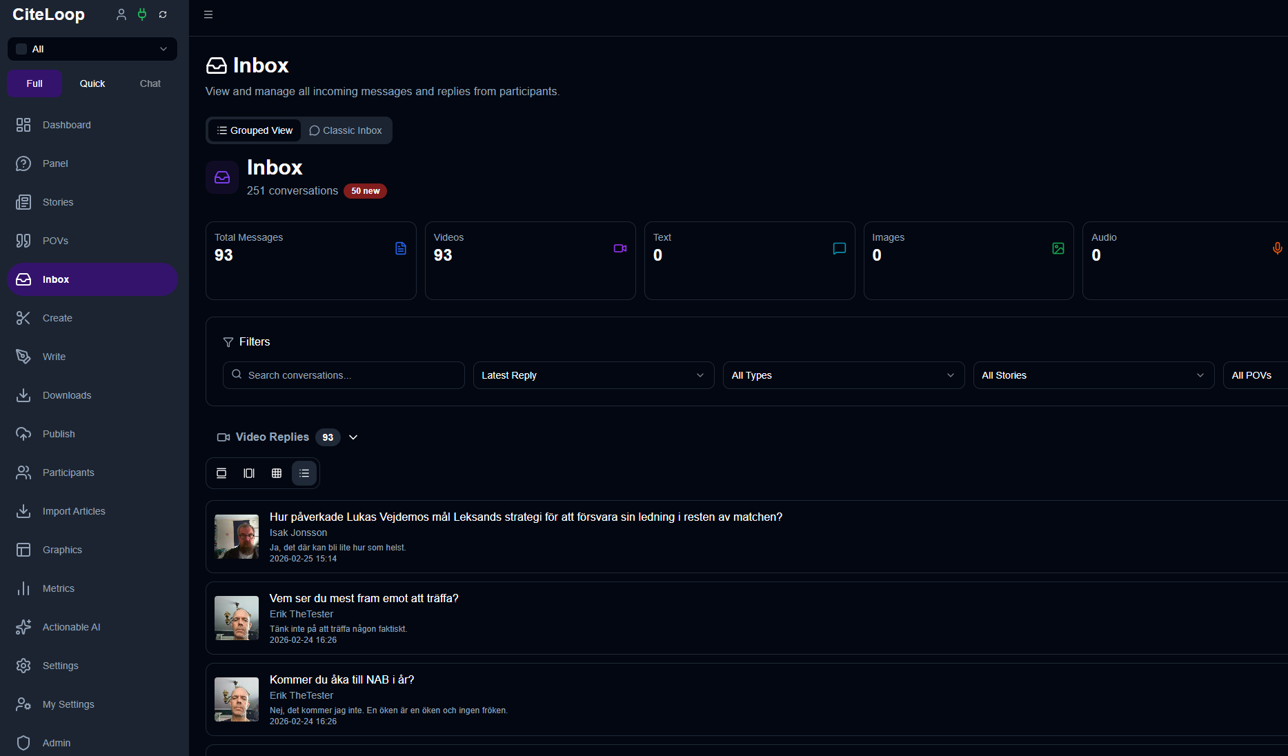 Authenticity proof. Collect broader voices and curate them into one insight view.